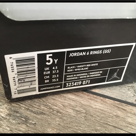 Nike Youth Jordans 6 Rings Size 5 black/red/white - Picture 2 of 11